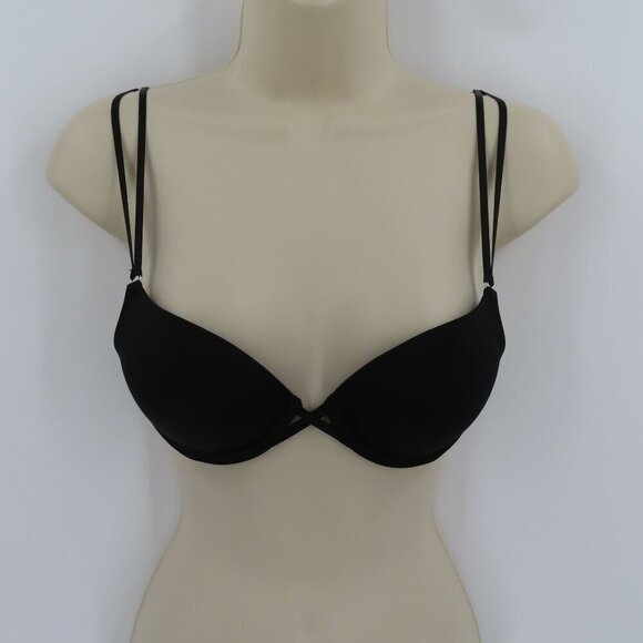 Aerie 32B Maddie Push Up Bra Padded Underwire Strappy Straps Solid Black Women - Picture 14 of 15